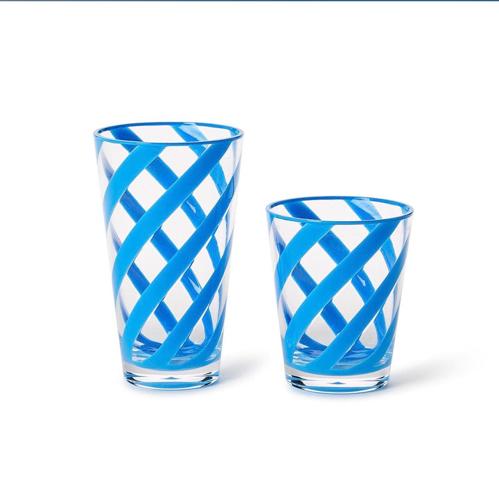 Two’s Company Short Blue Ribbon Glasses Set Of 4