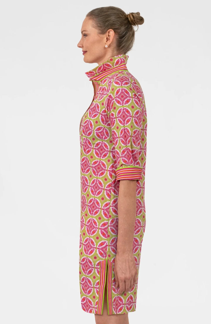 Gretchen Scott Shirt Tail 2.0 Dress - Smell The Roses Pink/Lime