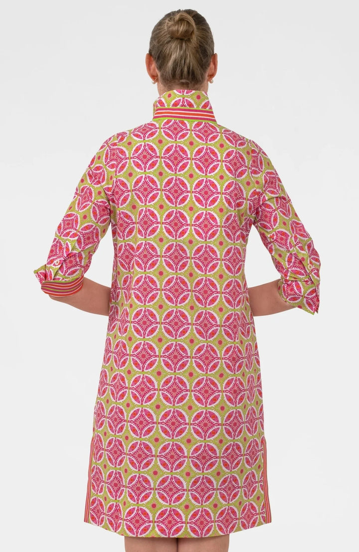 Gretchen Scott Shirt Tail 2.0 Dress - Smell The Roses Pink/Lime