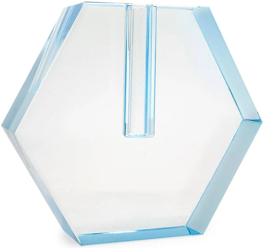 Tizo-Blue Glass Hexagon Vase