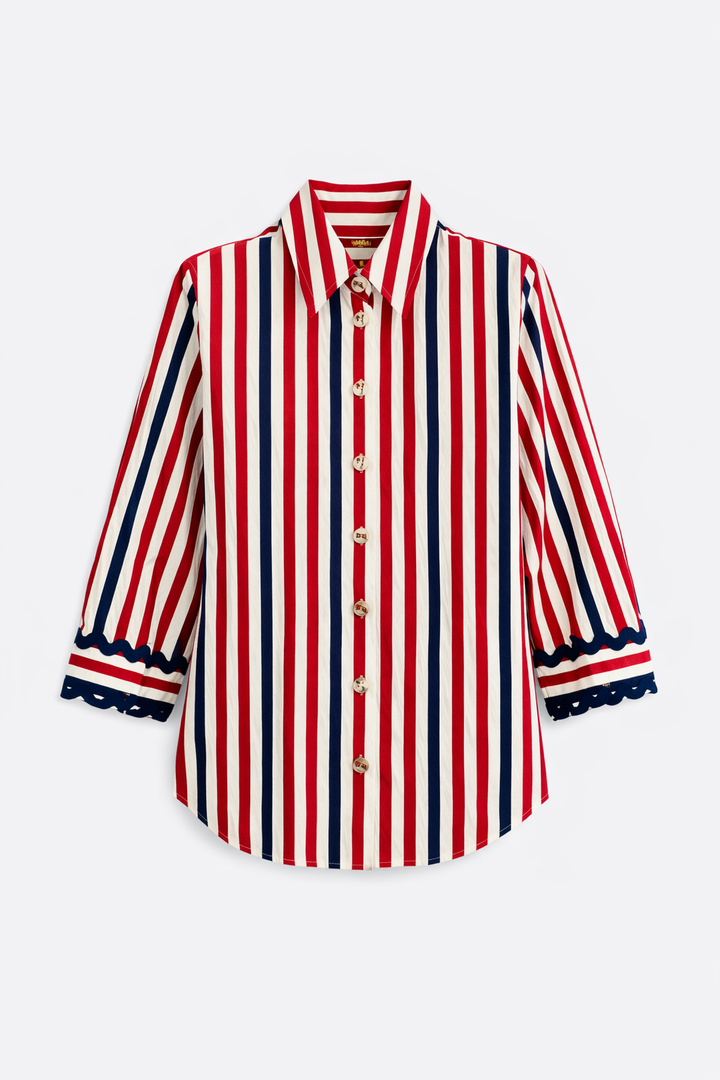 Vilagallo Red and Navy Striped Shirt