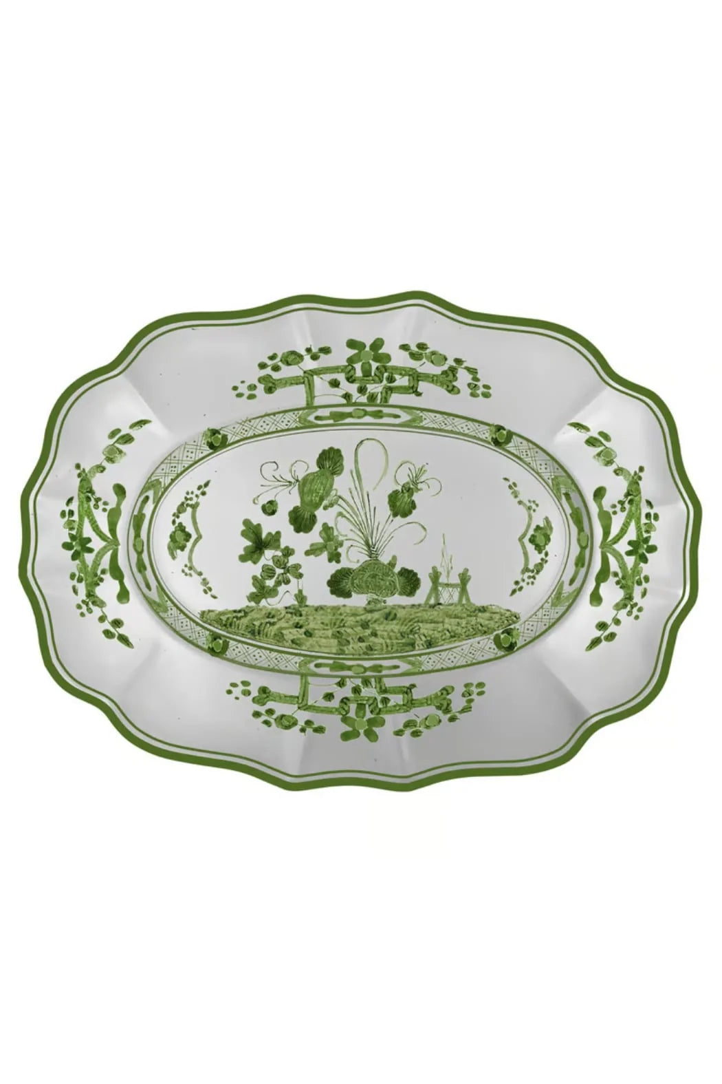 Beatriz Ball Vida Faenza Oval Platter Green and White